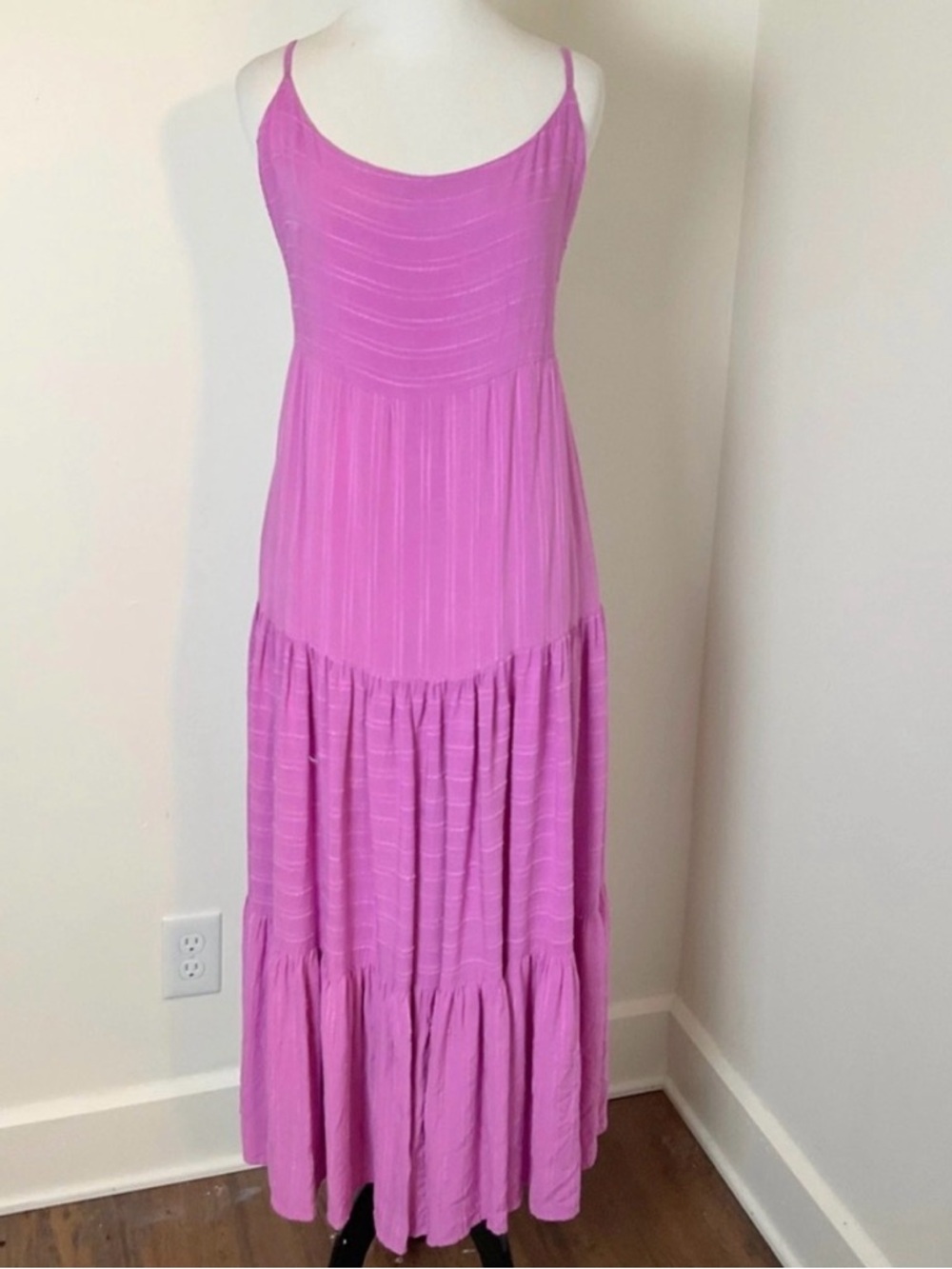 Haute hippie Pink tie in back Tiered Maxi Dress